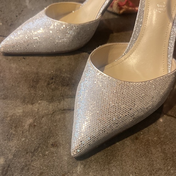 Aldo Silver Glitter Leather Stilettos Women’s size 10 - Picture 4 of 9